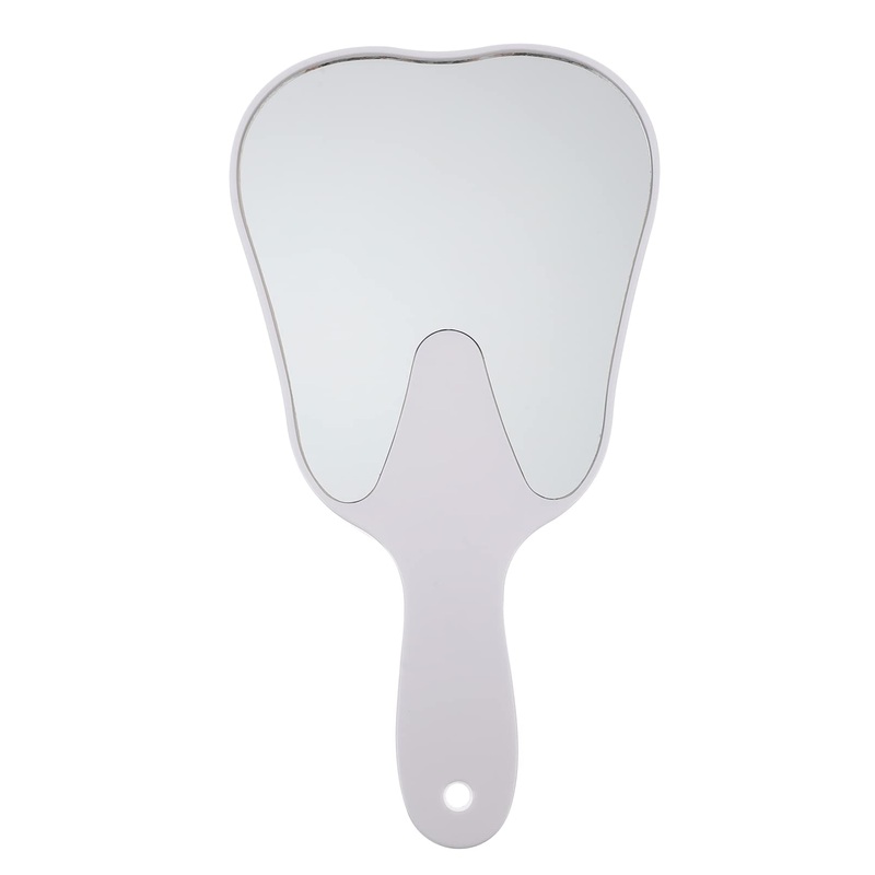 Tooth Shaped Handheld Mirror Cute Makeup Mirror Hand Held Dental Mirrors with Handle High Definition Makeup Mirror Hand Mirror for Women Men Girls Kids White
