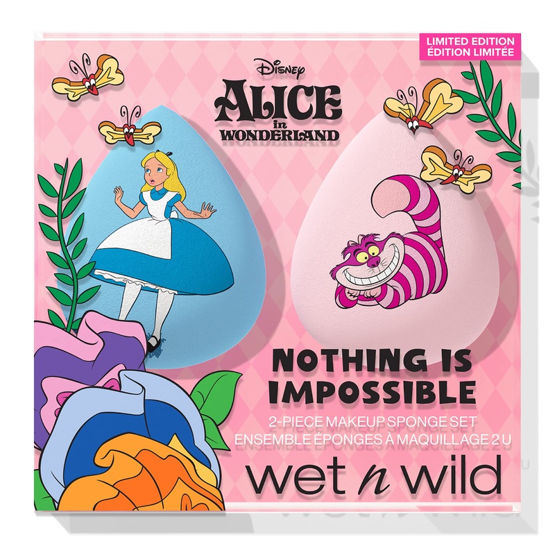 Wet n Wild Alice in Wonderland ‘Nothing Is Impossible’ 2-Piece Makeup Sponge Set for Seamless Coverage and Easy Application Hydrophilic Material to Reduce Makeup Absorption Make-up Sponge Set