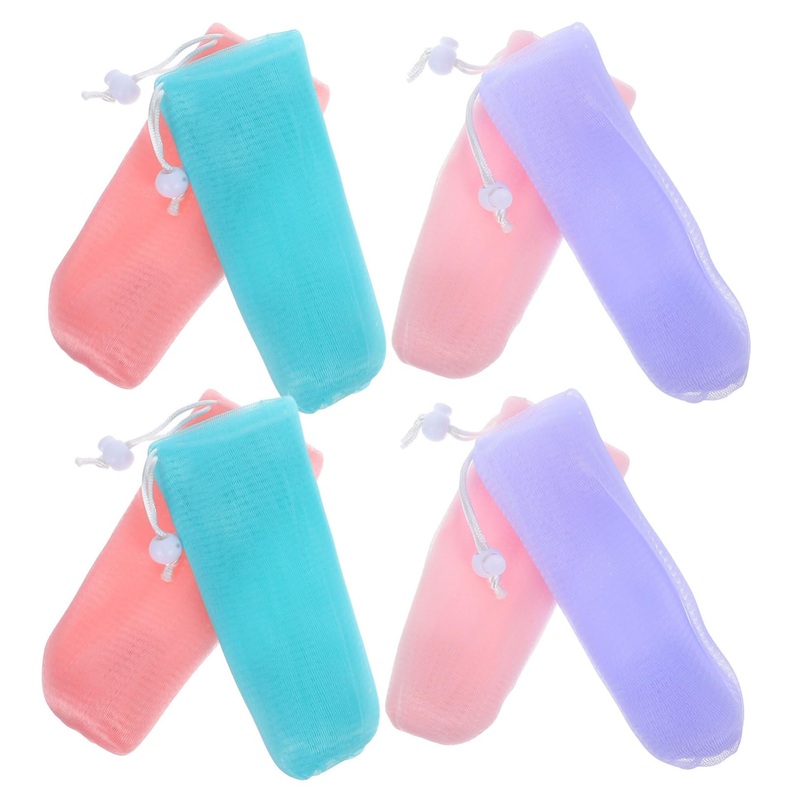 WOONEKY 8pcs Soap Foaming Net Soap Bags Foaming Bath Pouch Convenient Soap Bag Soap Pouch Spa Exfoliator Pe