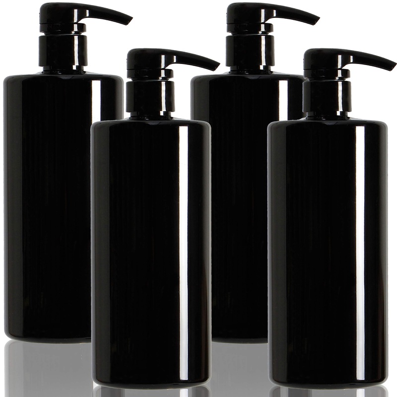Youngever 4-Set 700ml Pumping Pum for shampoo reusable plastic pump dispenser soap dispenser dispenser lottery donor empty bottle for liquid shampoo lotions kitchen bathroom (black) 680 g