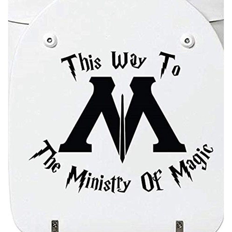 Rainbow Animated Design This Way to The Ministry of Magic Toilet Decal Sticker 7 x 9.1 inches Approximately Black