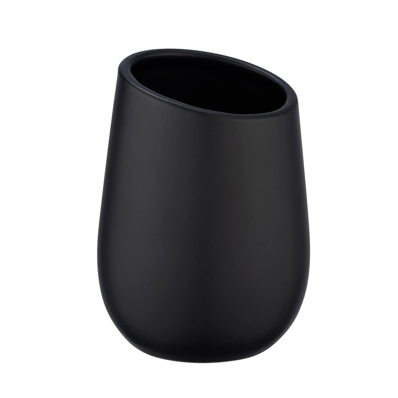 WENKO toothbrush cup Badi Black 11 x 8 x 8 cm Black 11 x 8 x 8 cm