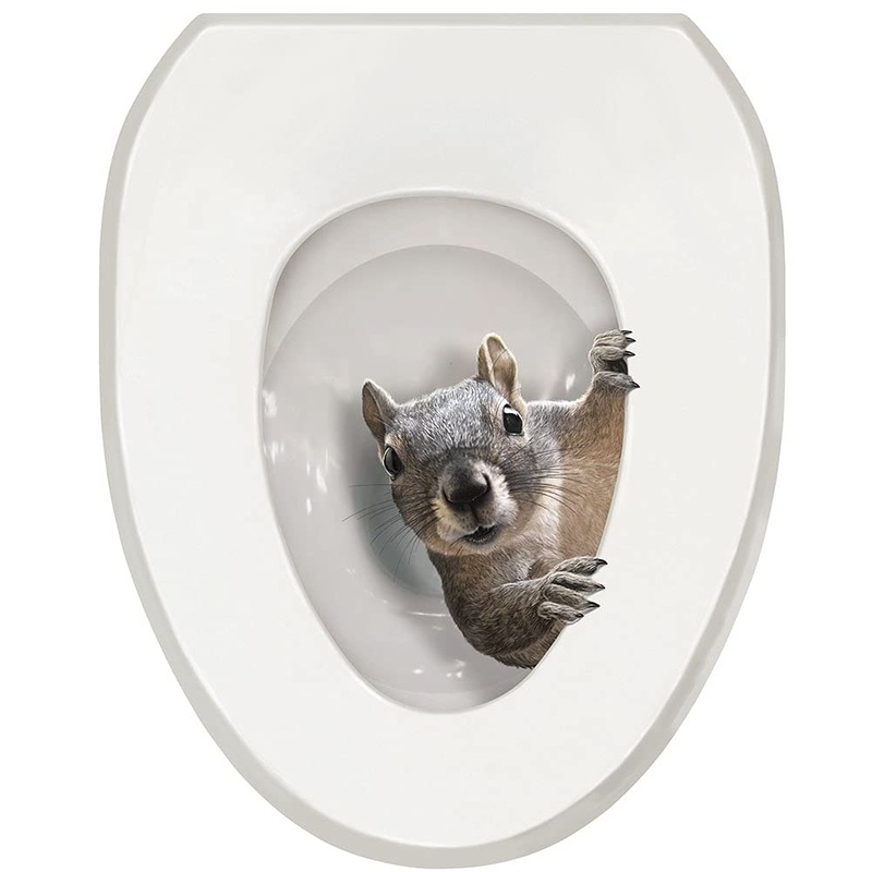 WHAT ON EARTH Toilet Lid Cover Squirrel Toilet Tattoos, Funny Elongated Toilet Lid Cover Toilet Seat Decals Funny