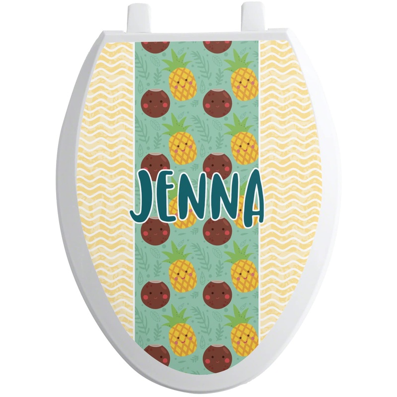 YouCustomizeIt Pineapples and Coconuts Toilet Seat Decal – Elongated (Personalized)