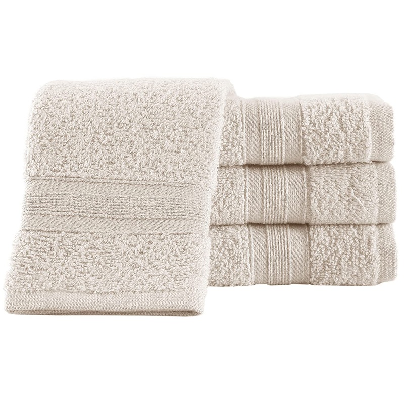 4 Pieces Ivory Lace Cream Washcloths Quick-Dry  Highly Absorbent  Soft Feel Fingertip Towels  Premium Quality Flannel Face Cloths 4 Piece Washcloth Set Ivory Lace