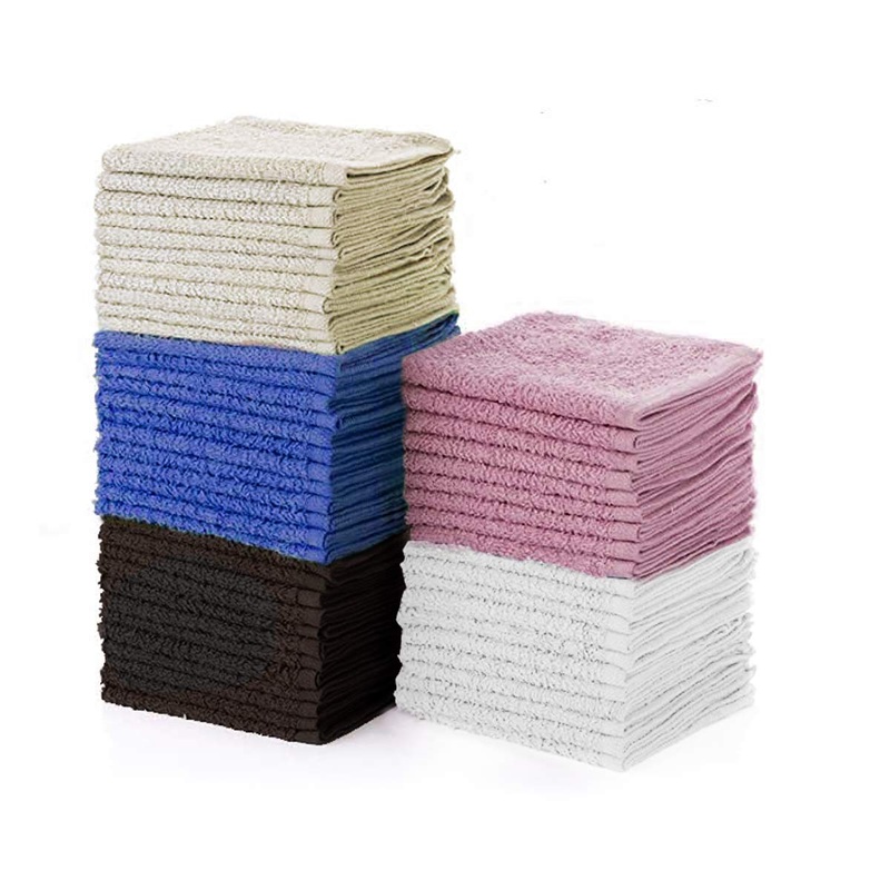 Simpli-Magic 79264 Cotton Washcloths, Size: 12×12, Multi Color, 50 Pack White/Blue/Pink/Brown/Beige Cotton Washcloths