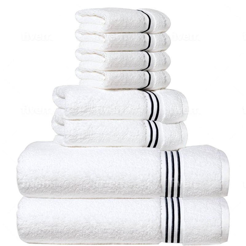 SIMPLI-MAGIC 79509 8-Piece Premium Set, 2 Bath, 2 Hand, 4 Wash Cloths, 100% Ring Spun Cotton Highly Absorbent Towels for Bathroom, Gym, Hotel, and Spa, (2) 27″ X 54″ (2) 16″ x 30″ (4) 13″ x 13″, Black