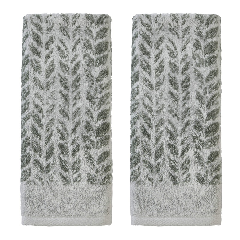 SKL Home by Saturday Knight Ltd. Distressed Leaves Hand Towel (2-Pack),Sage Sage 16″ x 26″