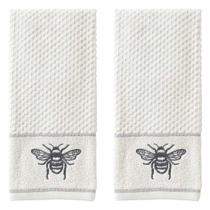 SKL Home Farmhouse Bee Hand Towel Set, White