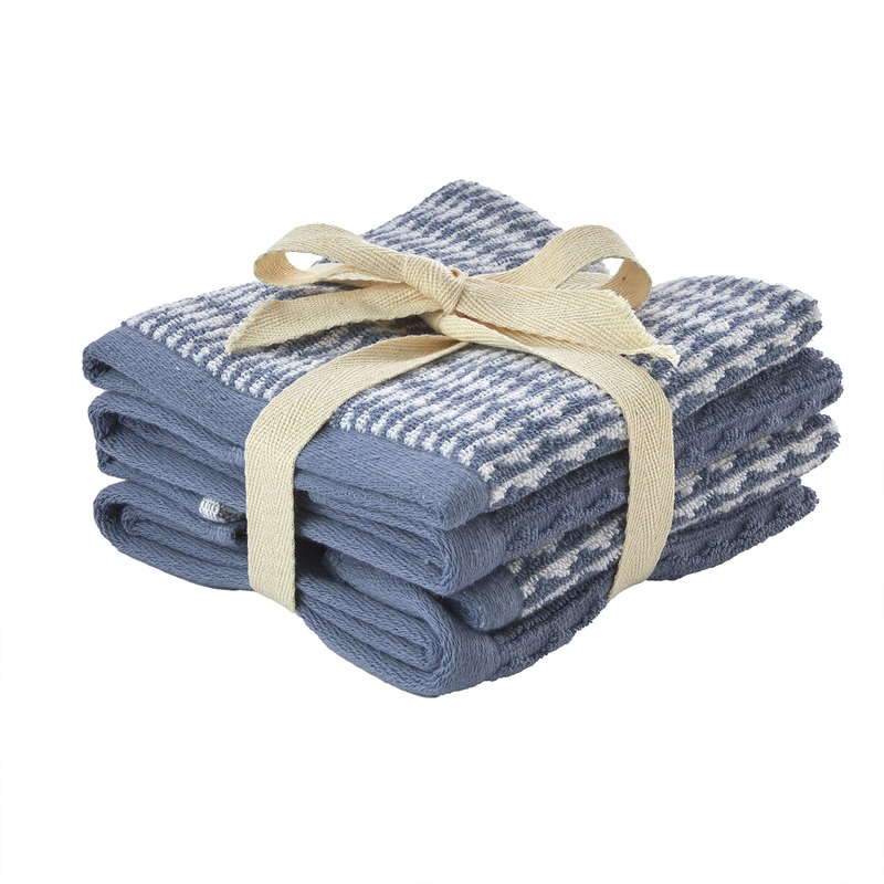 SKL Home Longborough 100% Turkish Cotton Washcloth Set 12×12 Denim Blue 4 Pack Denim Blue Washcloth Set