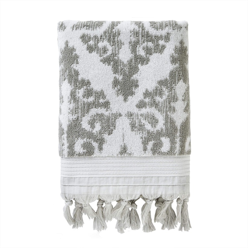 SKL Home Mirage Fringe 100% Turkish Cotton Bath Towel, Gray Bath Towel Gray