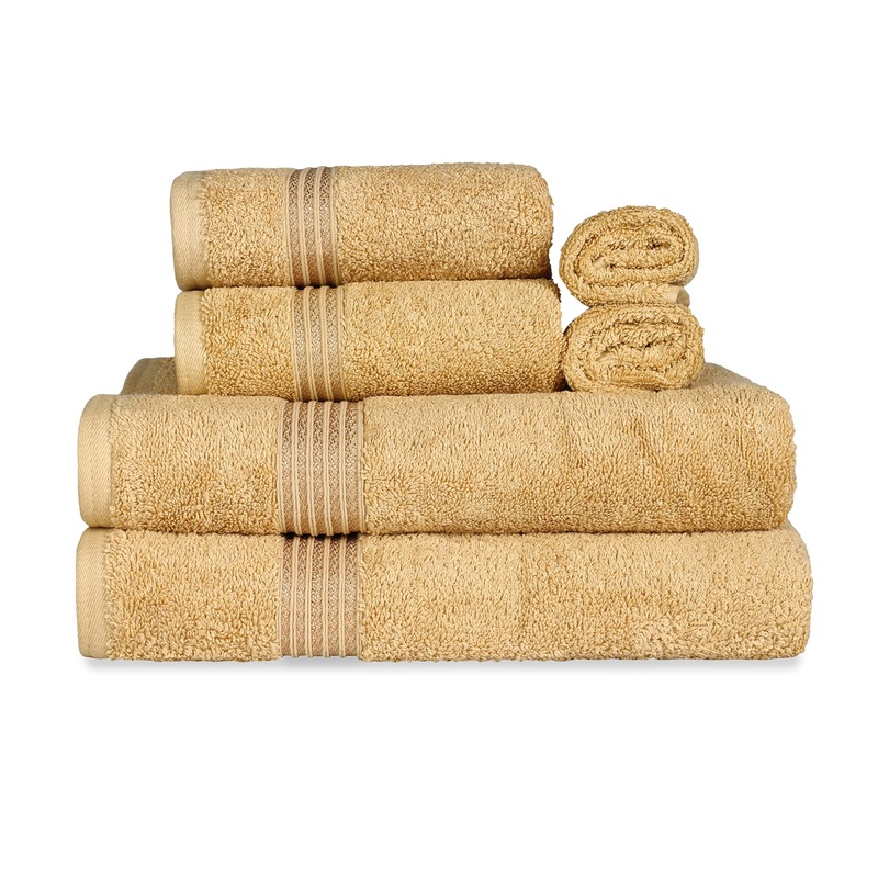 SUPERIOR Luxury Cotton Bath Towel Set – 6-Piece Towel Set, Premium Egyptian Cotton Towels, Gold Gold 6PC Set