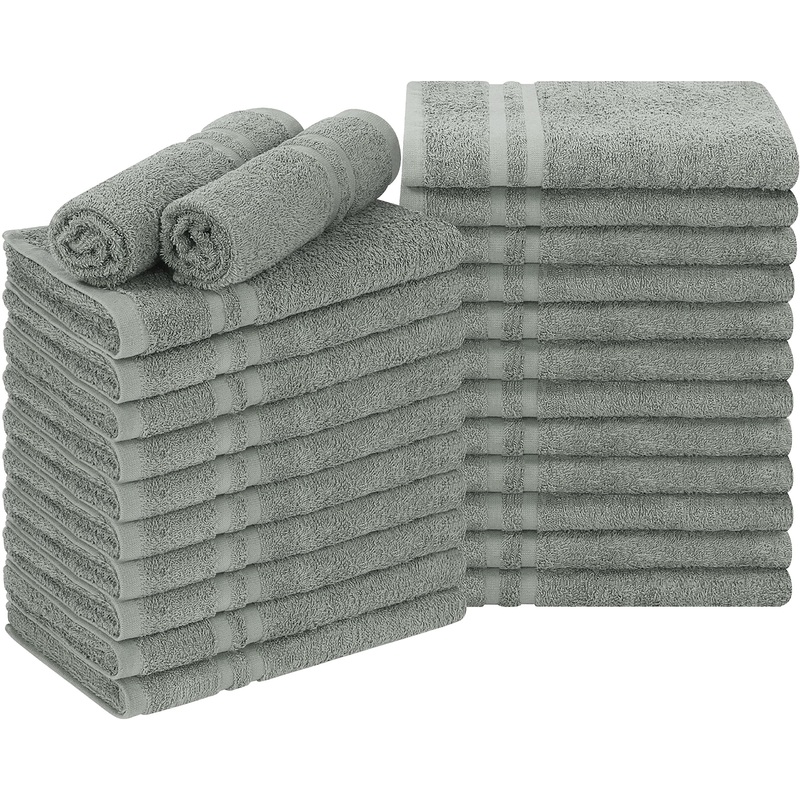 Utopia Towels Cotton Bleach Proof Salon Towels (16×27 inches) – Bleach Safe Gym Hand Towel (24 Pack, Grey) 24 Pack Grey