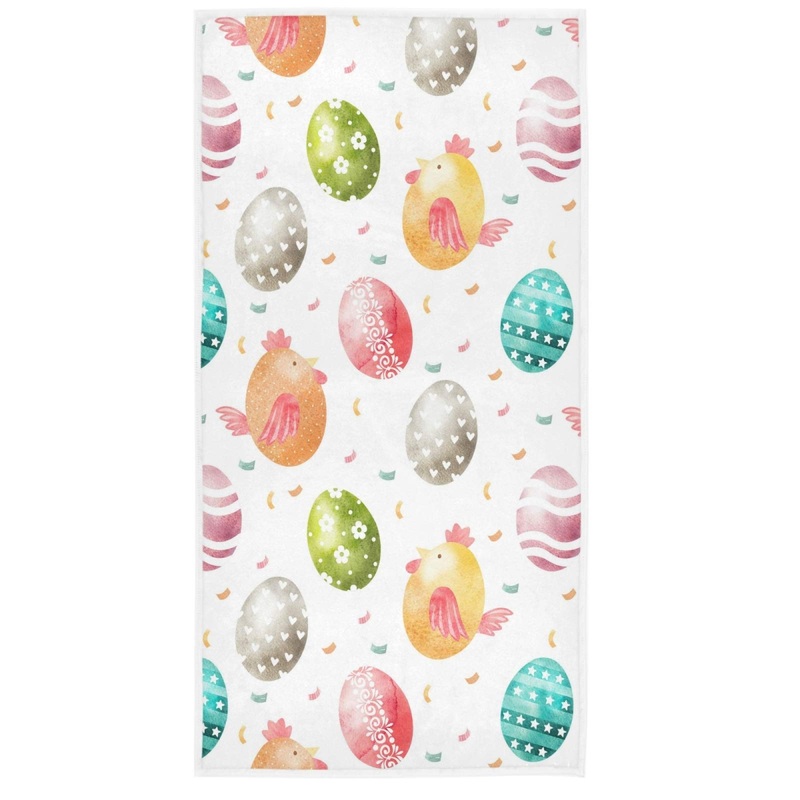Vdsrup Vintage Easter Holiday Hand Towels Colored Eggs Easter Bathroom Bath Towels Soft Highly Absorbent Kitchen Towels for Face,Hand,Gym and Spa,30 X 15 In