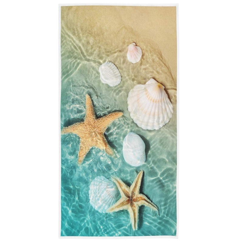 Wamika Beach Summer Hand Towels Seashells Starfishs Face Towel Ocean Sea Soft Thin Guest Towel Portable Kitchen Tea Towels Dish Washcloths Bath Decorations Housewarming Gifts 16 X 30 in