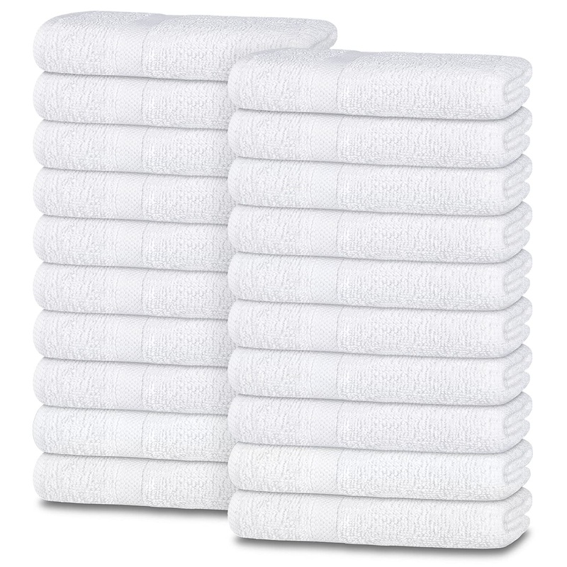 Wealuxe White Washcloths for Body and Face Towel Cotton Wash Cloths Bulk 24 Pack Flannel Spa Fingertip Wash Clothes 12×12 Inch Soft Absorbent Gym Towels White Washcloth 24-Pack