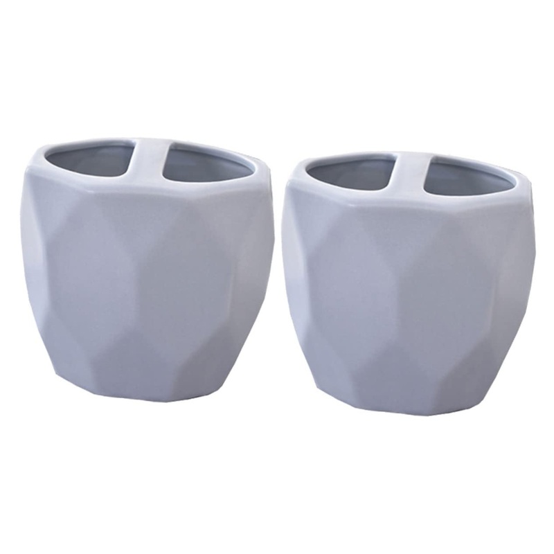 Zerodeko 2 STK toothbrush container for the worktop toothbrush stand cup toothpaste holder for the bathroom cup for eyebrow pencils desk exhibition stand grayx2st 10*11cmx2pcs