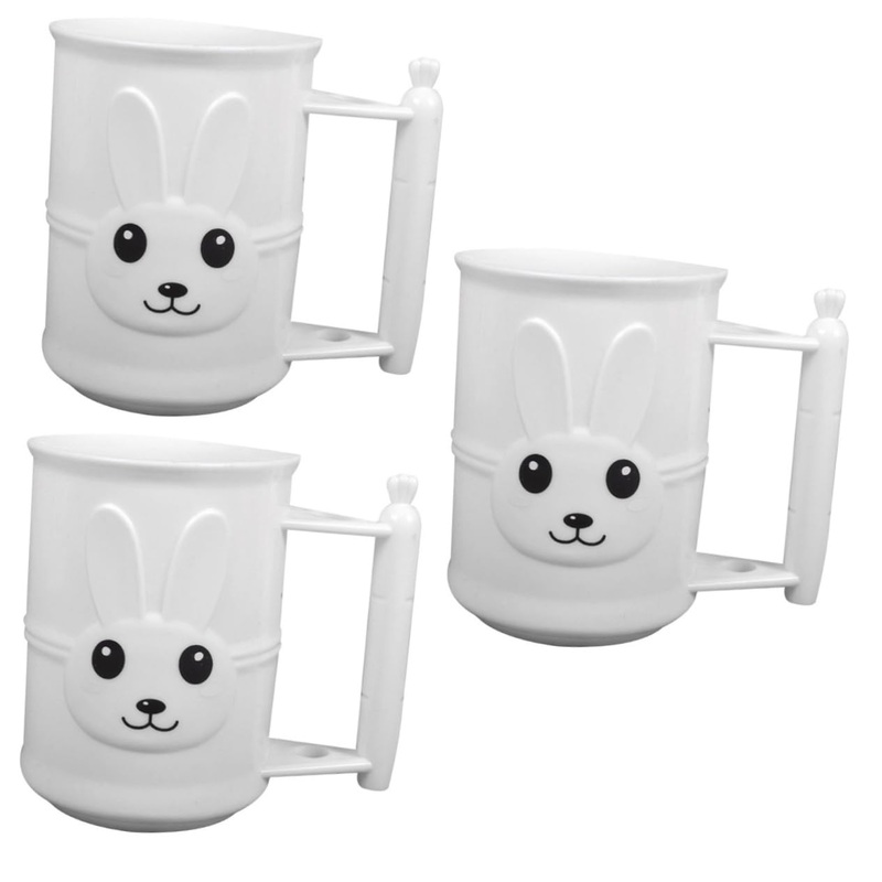 Zerodeko 3pcs Cups Toothbrush Mug Cartoon White