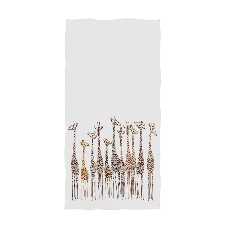 ZzWwR Cute Cartoon Funny Giraffes Soft Highly Absorbent Guest Large Home Decorative Hand Towels Multipurpose for Bathroom, Hotel, Gym and Spa (16 x 30 Inches,White)