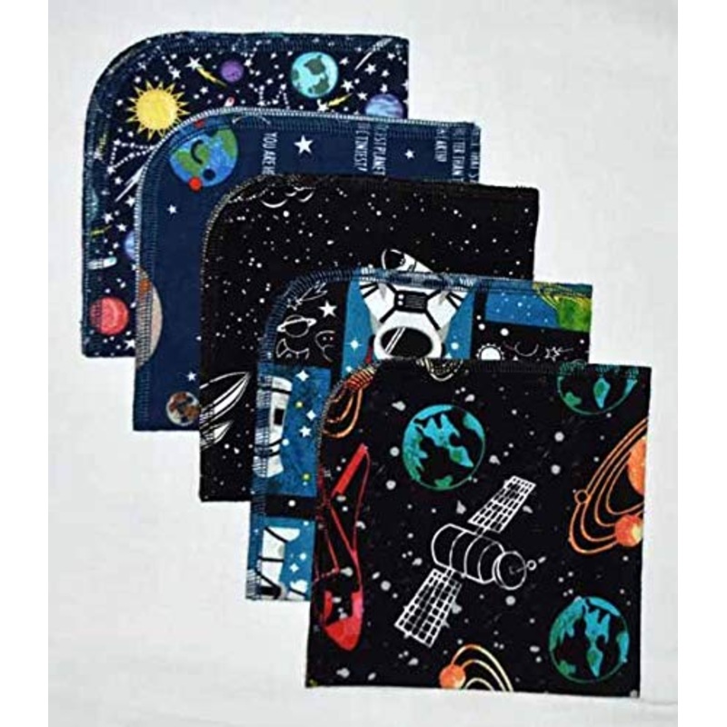1 Ply 12×12 Inches Set of 5 Printed Flannel Paperless Towels Out of This World