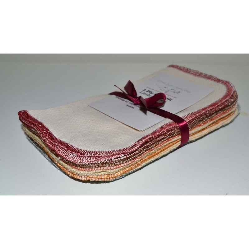 1 Ply Organic Birdseye Washable Baby Wipes 8×8 inches – 20 Pack – Little Wipes (R) – GOTS Certified Birdseye Cotton Earthtone Assortment Color Edges