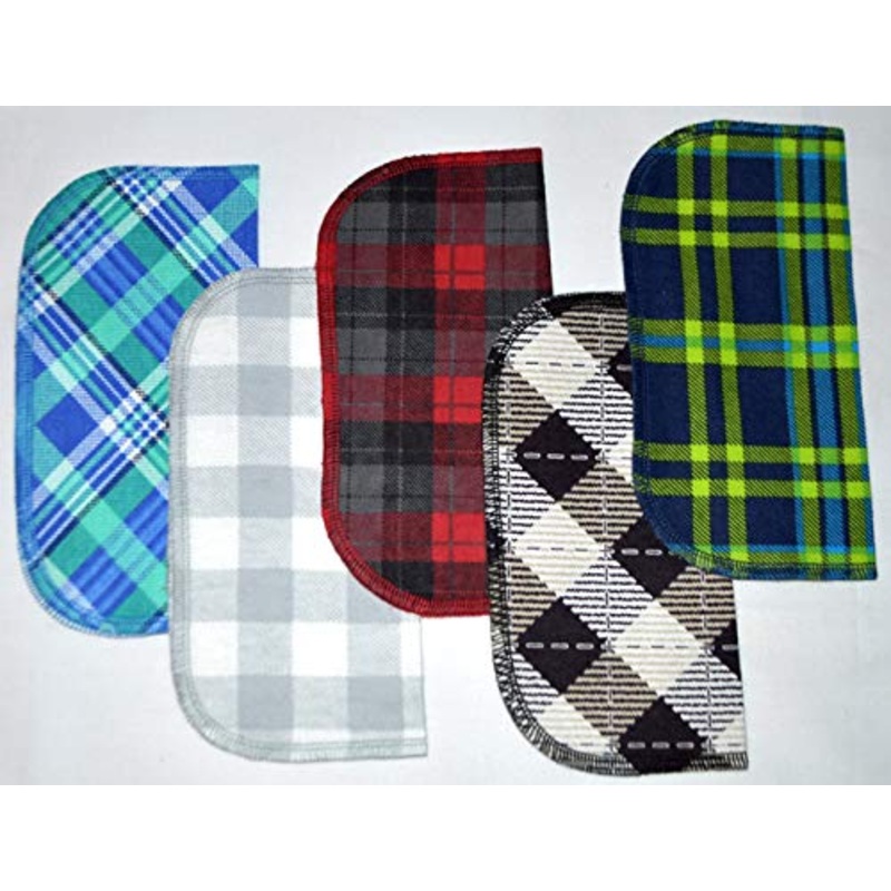 1 Ply Plaid Printed Flannel 8×8 Inches Little Wipes Set of 5