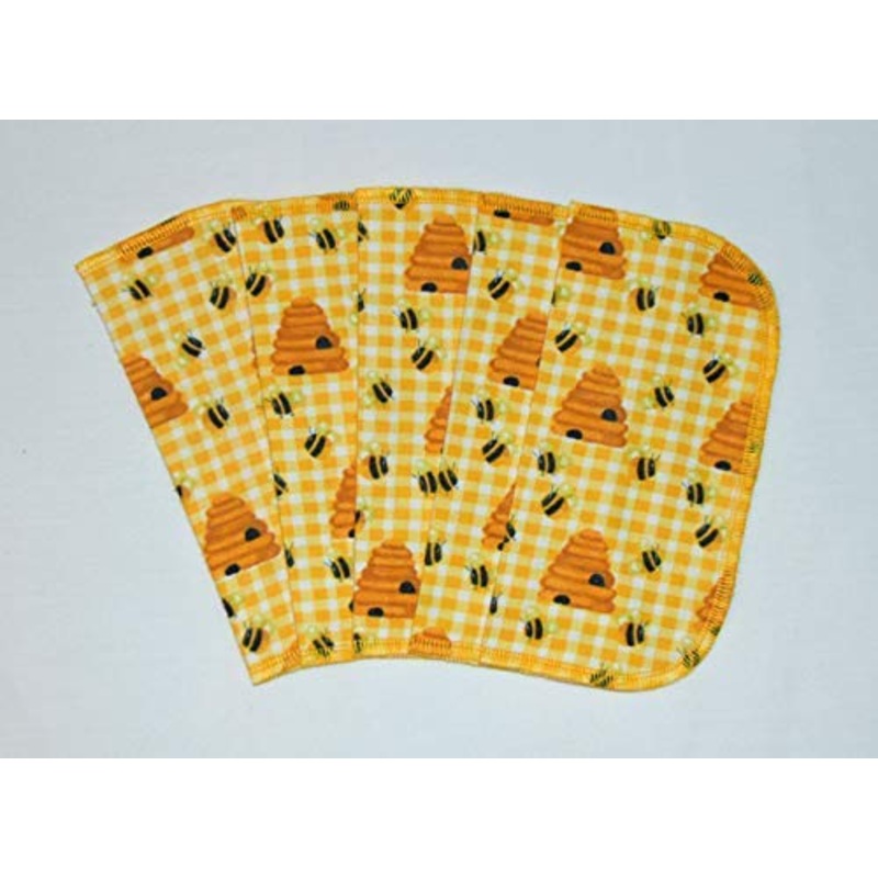 1 Ply Printed Flannel Little Wipes 8×8 Inches Set of 5 Honey Bee