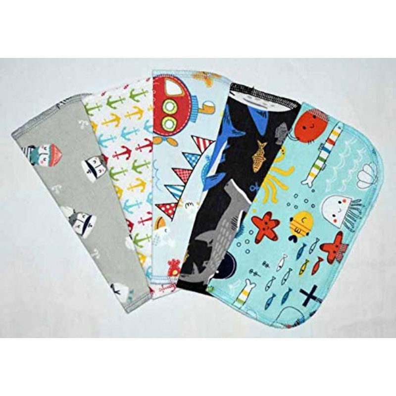1 Ply Printed Flannel Little Wipes 8×8 Inches Set of 5 Pirates and Friends