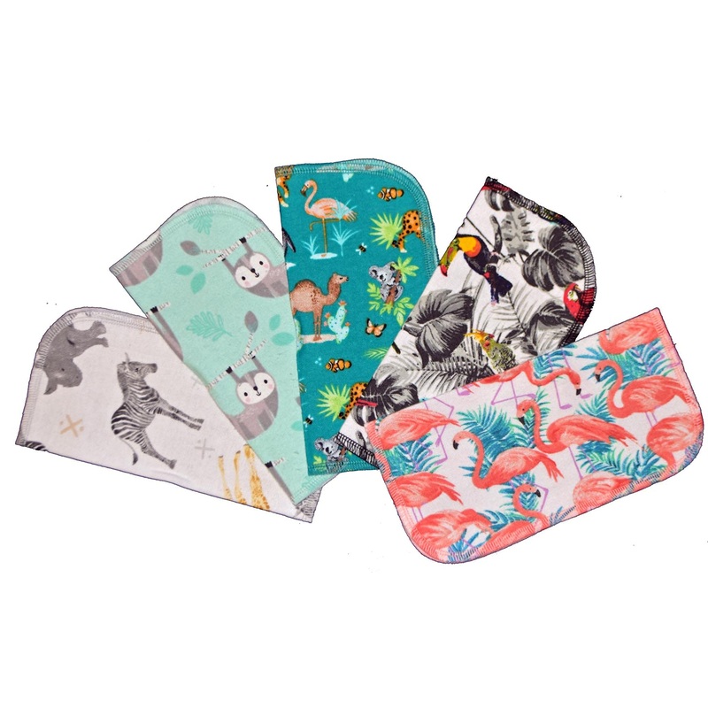 1 Ply Printed Flannel Little Wipes 8×8 Inches Set of 5 Zoological Wildlife