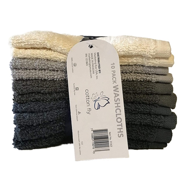 100% Cotton WashCloth( 10 Pack Size 12 x 12 Inch) Soft and Absorbent Machine Washable Four Color Assortment.Randomly Shipped.