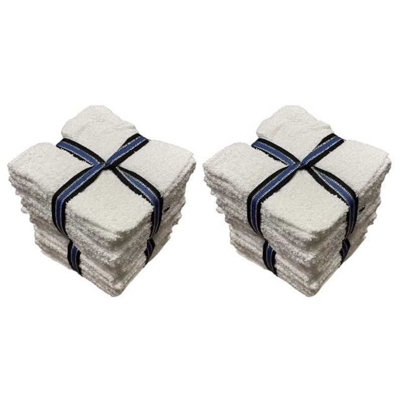 100% Cotton White Commercial Grade Economy Washcloths Size: 11 x 11 inch  Lightweight  Highly Absorbent Ideal Used for Home  Salon  Gym  Motel  Auto Detailing  Janitorial and More. (24)