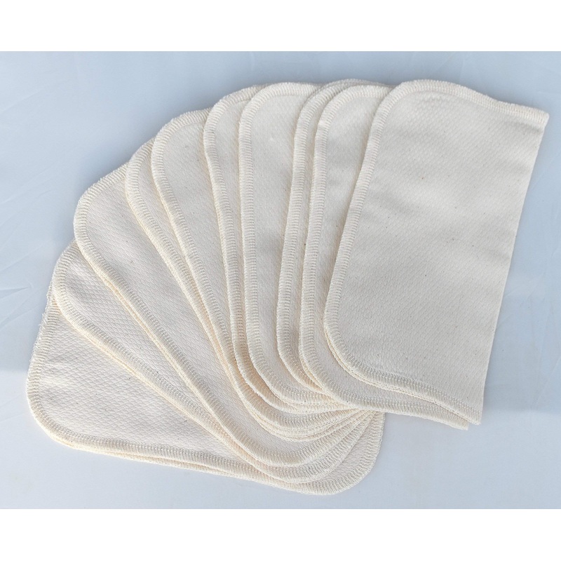2 Ply Organic Flannel Washable Baby Wipes 8 x 8 Inches Set of 10 Matching Organic Cotton Thread