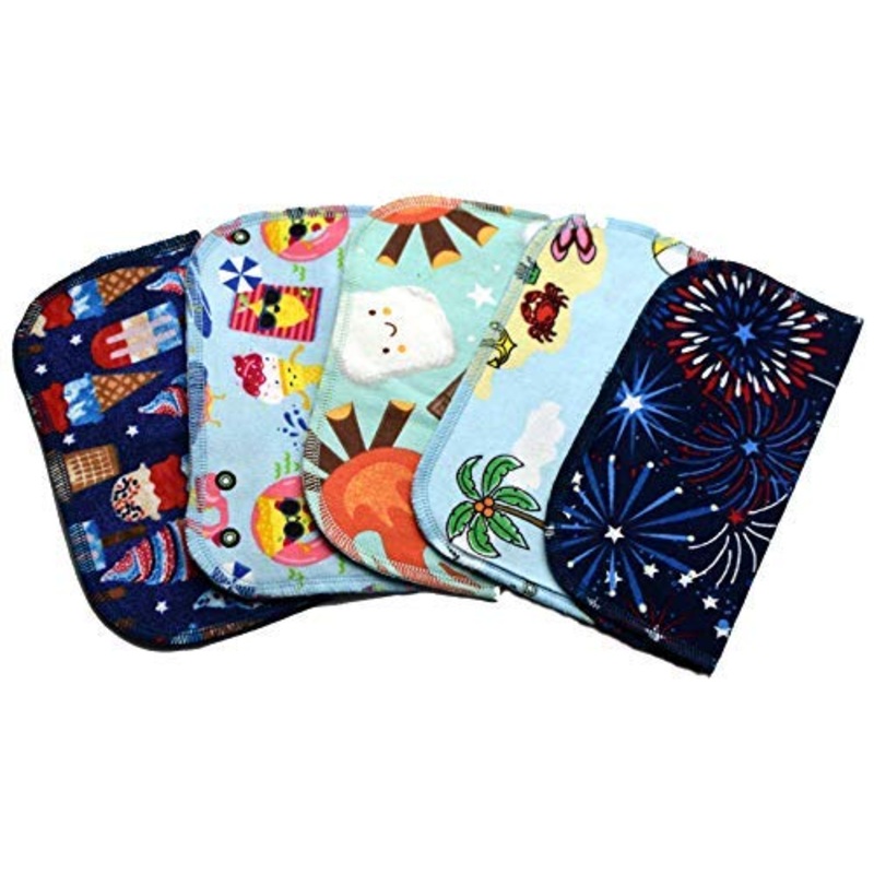 2 Ply Printed Flannel 8×8 Inches Set of 5 Little Wipes Summertime Fun