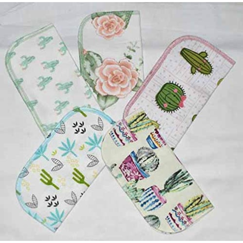 2 Ply Printed Flannel Little Wipes 8×8 Inches Set of 5 Cactus Cuties