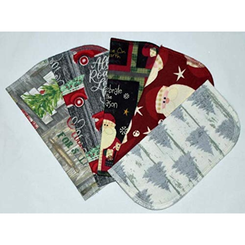 2 Ply Printed Flannel Little Wipes 8×8 Inches Set of 5 Primitive Christmas