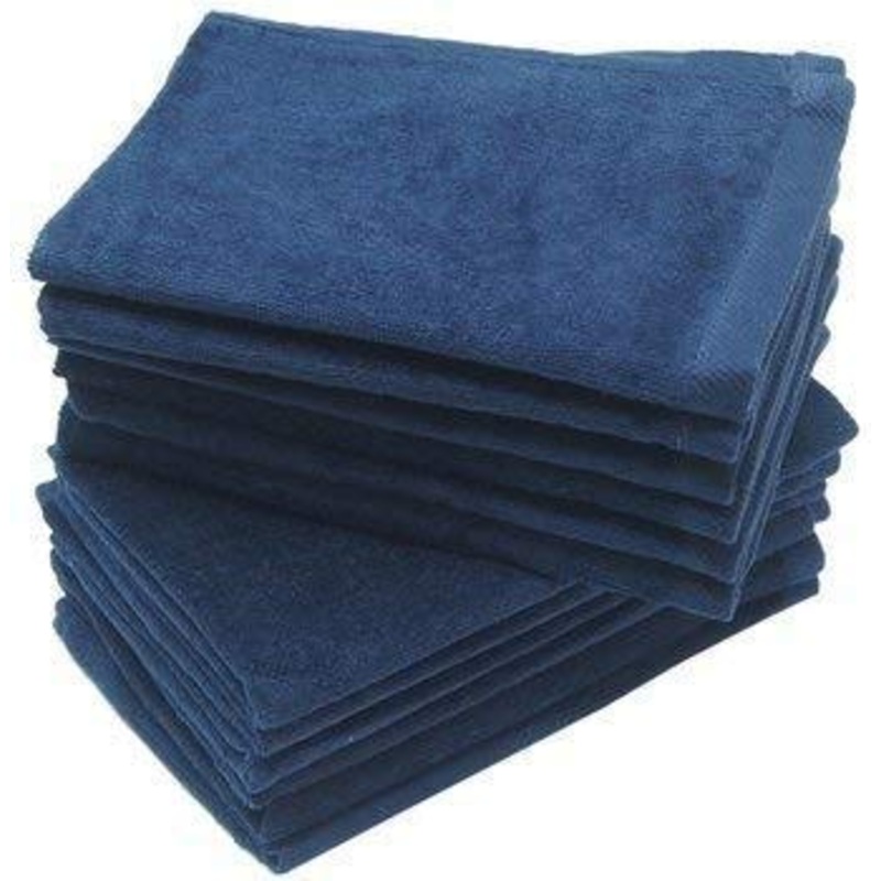 3-Pack Terry Fingertip Hand Towels 100% Cotton, 11″x18″, Hemmed Fingertip Towel, Soft and High Absorbent (3, Navy) Navy 3
