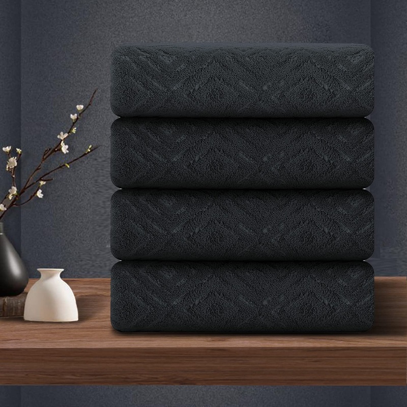 4 Pack Washcloths Set 13″x13″ Premium Quality Towel Set for Bathroom Hotel Shower Spa Gym Black Washcloths Set Soft and Absorbent & Quick Dry for Daily Use Soft Microfiber Multipurpose Washcloths Black 4 Pack Washcloths Set 13″x13″