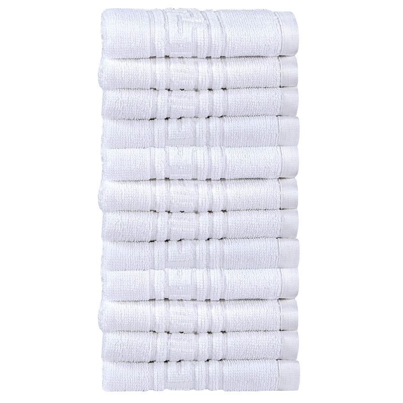 Quick Dry 100% Cotton Washcloth  Set of 12 – White White Set Of 12