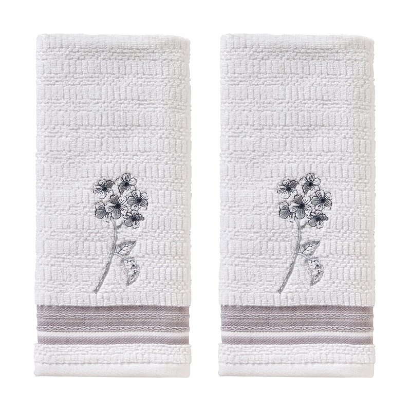 SKL Home Timeless Leaves Hand Towel (2-Pack) White White Hand Towel Set