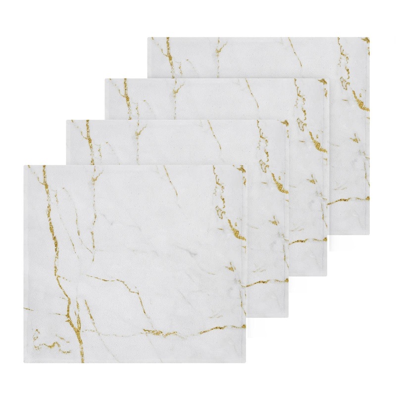 SUABO Soft Cotton Bath Washcloths White Marble Gold Fluid Print Fingertip Towel Face Cloths Absorbent Wash Cloths Quick Drying Bath Towel for Bathroom Spa Gym Kitchen Set 6