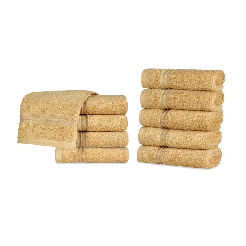 Superior Egyptian Cotton 10-Piece Face Towel Set Small Towels For Facial Spa Quick Dry Absorbent Towels Bathroom Accessories Guest Bath Home Essentials Washcloth Airbnb Gold Gold Washcloth (10-Pack)