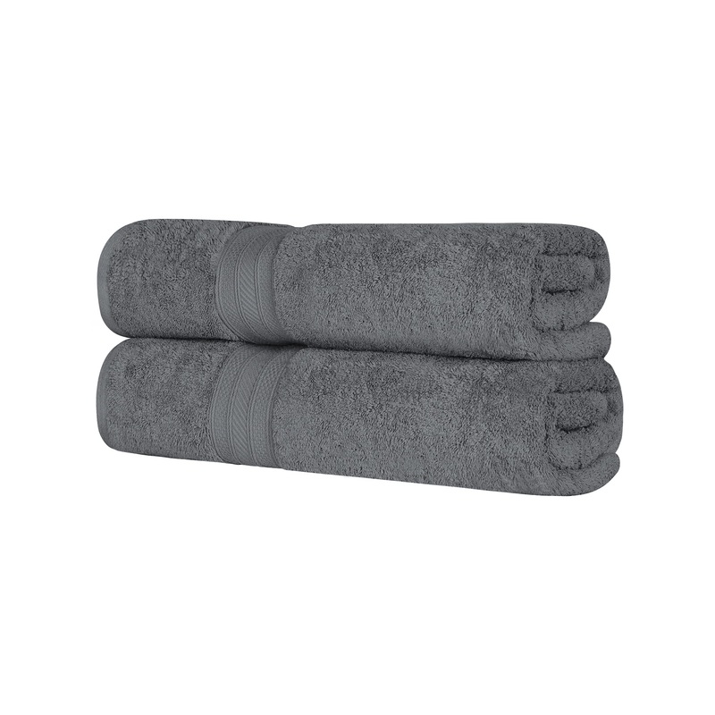 SUPERIOR Long Staple Combed Cotton 2-Piece Solid Bath Sheet Set, Bath Sheets 34 x 68, Grey Grey Bath Sheets