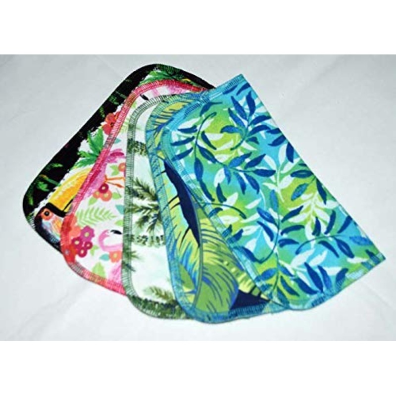 Tropical Life 2 Ply Printed Flannel 8×8 Inches Set of 5 Little Wipes