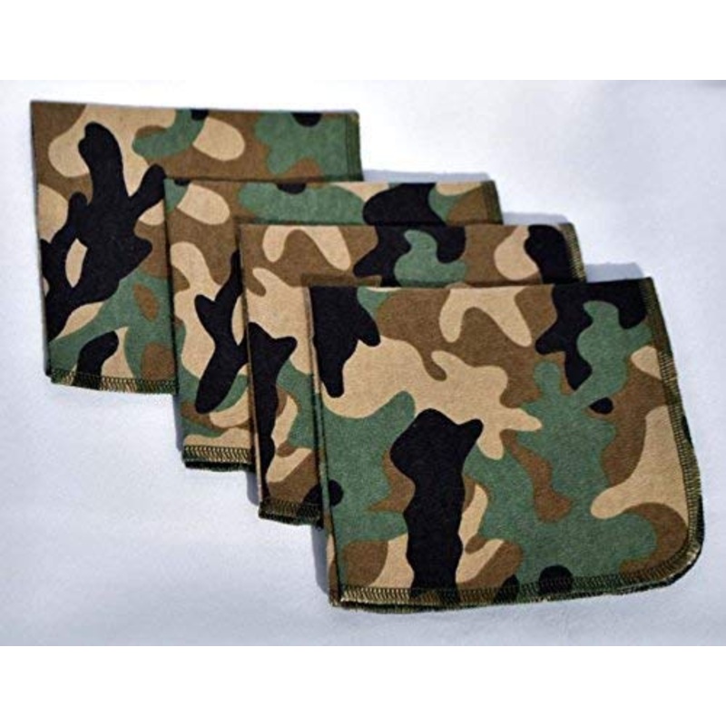 1 Ply 12×12 Inches Set of 4 Printed Flannel Paperless Towels Camouflage