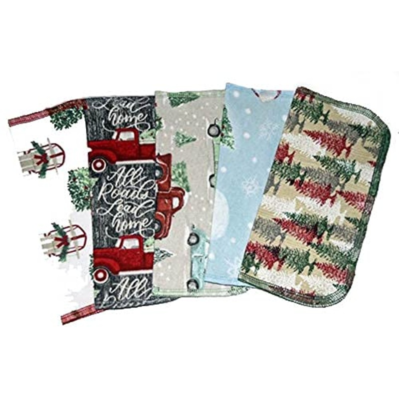 1 Ply Holiday Joy Washable Napkins 8×8 inches 5 Pack – Little Wipes (R) Flannel