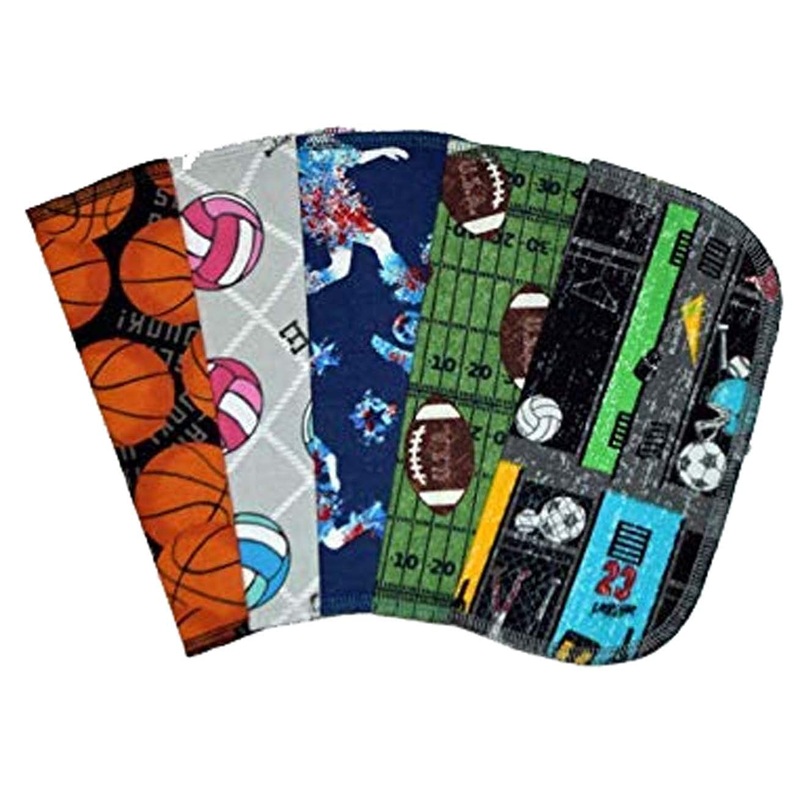 1 Ply Printed Flannel Little Wipes 8×8 Inches Set of 5 Sports Loving