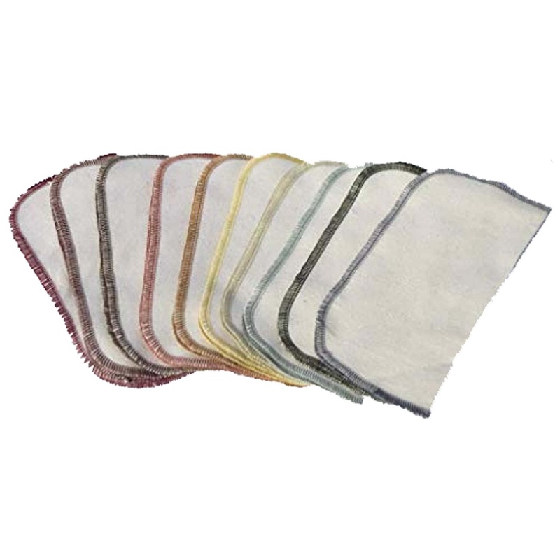 2 Ply Organic Cotton Flannel Washable Baby Wipes 8×8 Inches Set of 10 Assorted Earthtones Edging