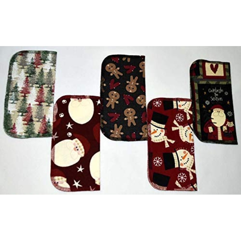 2 Ply Printed Flannel 8×8 Inches Set of 5 Country Christmas