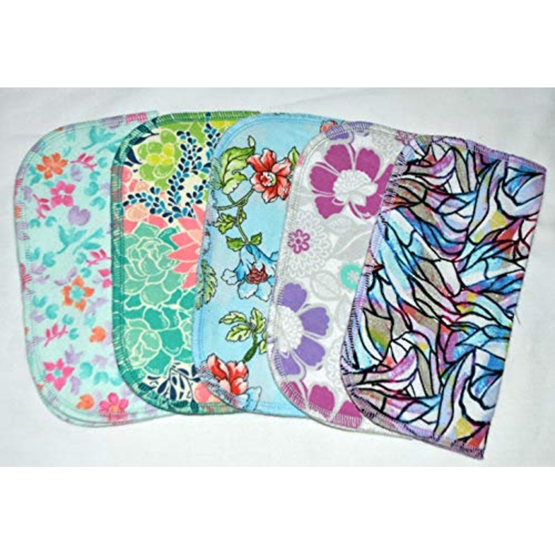 2 Ply Printed Flannel 8×8 Inches Set of 5 Little Wipes Flower Splash