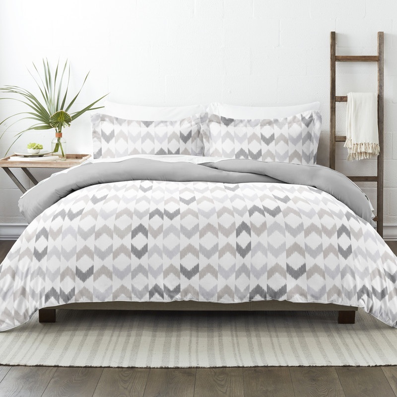 Reversible Duvet Cover Sets – Chevron Gray, Twin-XL, 2 Piece